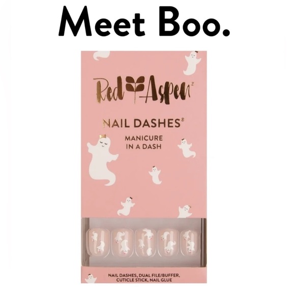 Red Aspen “Boo Season” Nail Dashes Manicure In A Dash Ghost Halloween Pink White - Picture 2 of 11
